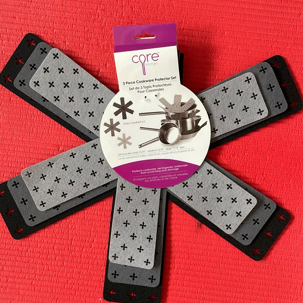 🛍 Bundle Deal! 3 piece cookware protection pads gray/charcoal/black